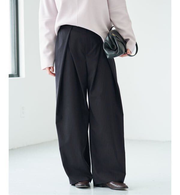 IENA「ウールMIXタックワイドパンツ」|スラックス|