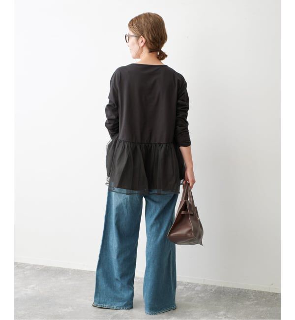 Spick and Span「《一部店舗+WEB限定》チュールコンビフレアプルオーバー」|Tシャツ・カットソー|