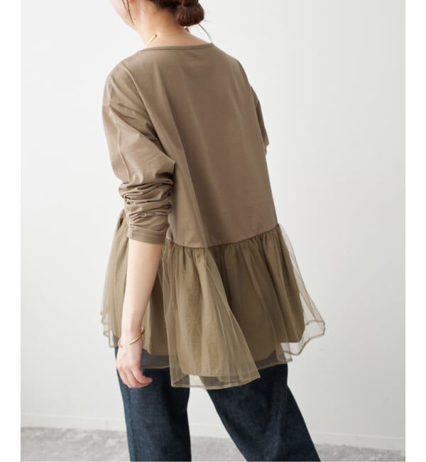 Spick and Span「《一部店舗+WEB限定》チュールコンビフレアプルオーバー」|Tシャツ・カットソー|