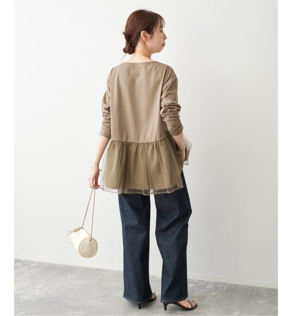 Spick and Span「《一部店舗+WEB限定》チュールコンビフレアプルオーバー」|Tシャツ・カットソー|