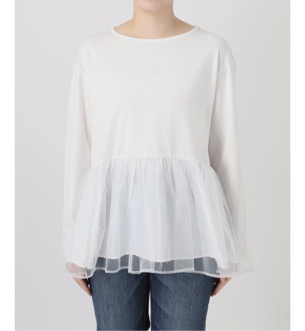 Spick and Span「《一部店舗+WEB限定》チュールコンビフレアプルオーバー」|Tシャツ・カットソー|