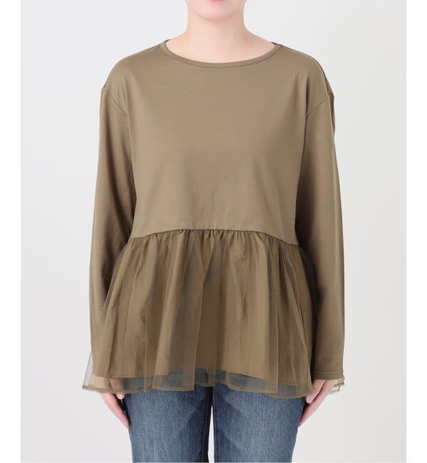 Spick and Span「《一部店舗+WEB限定》チュールコンビフレアプルオーバー」|Tシャツ・カットソー|