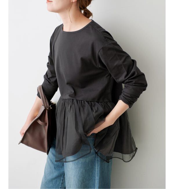 Spick and Span「《一部店舗+WEB限定》チュールコンビフレアプルオーバー」|Tシャツ・カットソー|