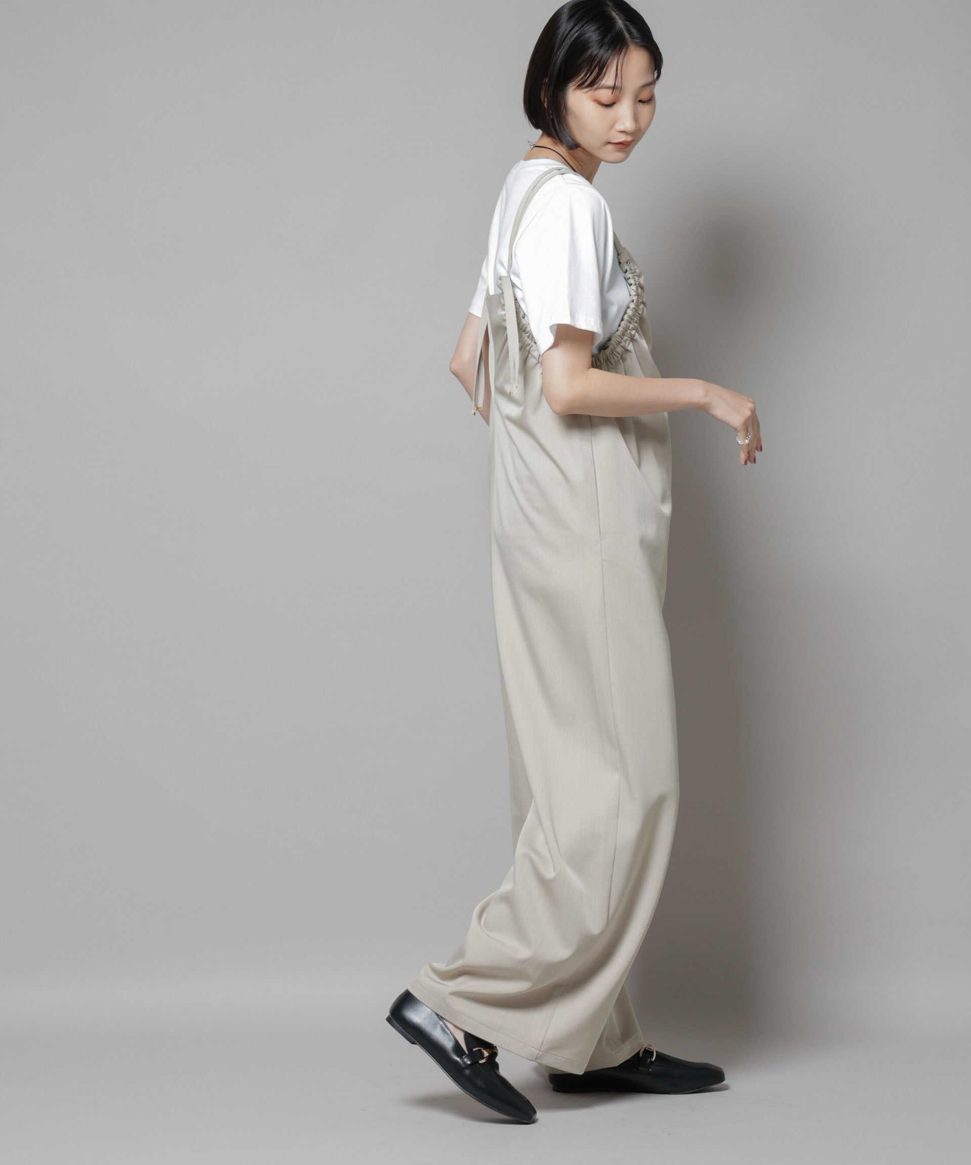 NANO universe「ギャザーデザインサロペットパンツ」|ワンピース|