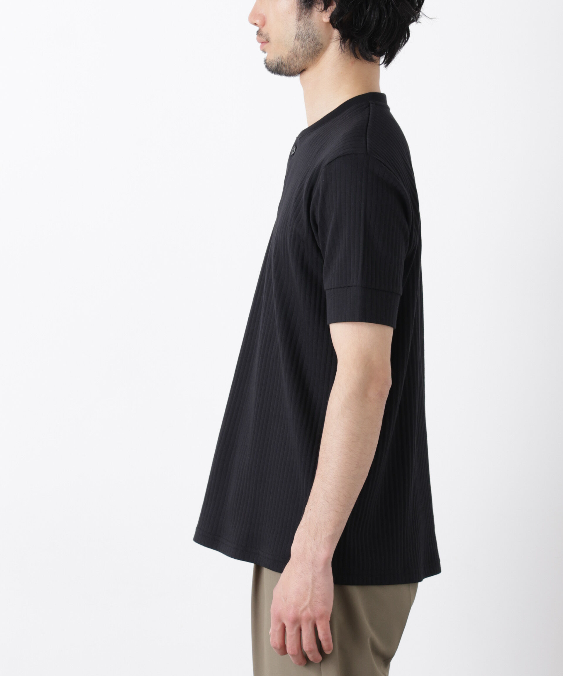 nano･universe「ワイドリブスタンダードヘンリーネックTシャツ 半袖」|Tシャツ・カットソー|