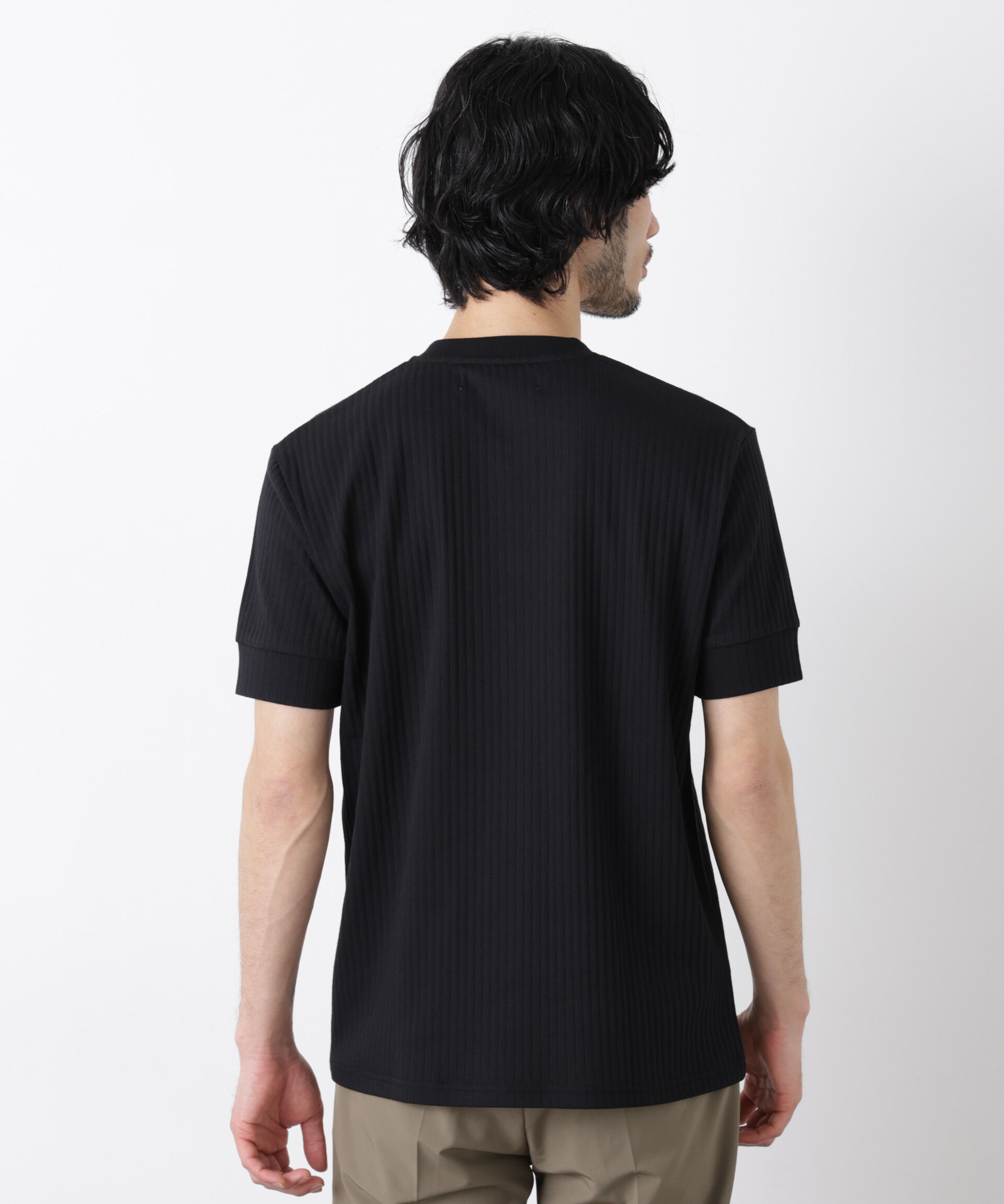 nano･universe「ワイドリブスタンダードヘンリーネックTシャツ 半袖」|Tシャツ・カットソー|