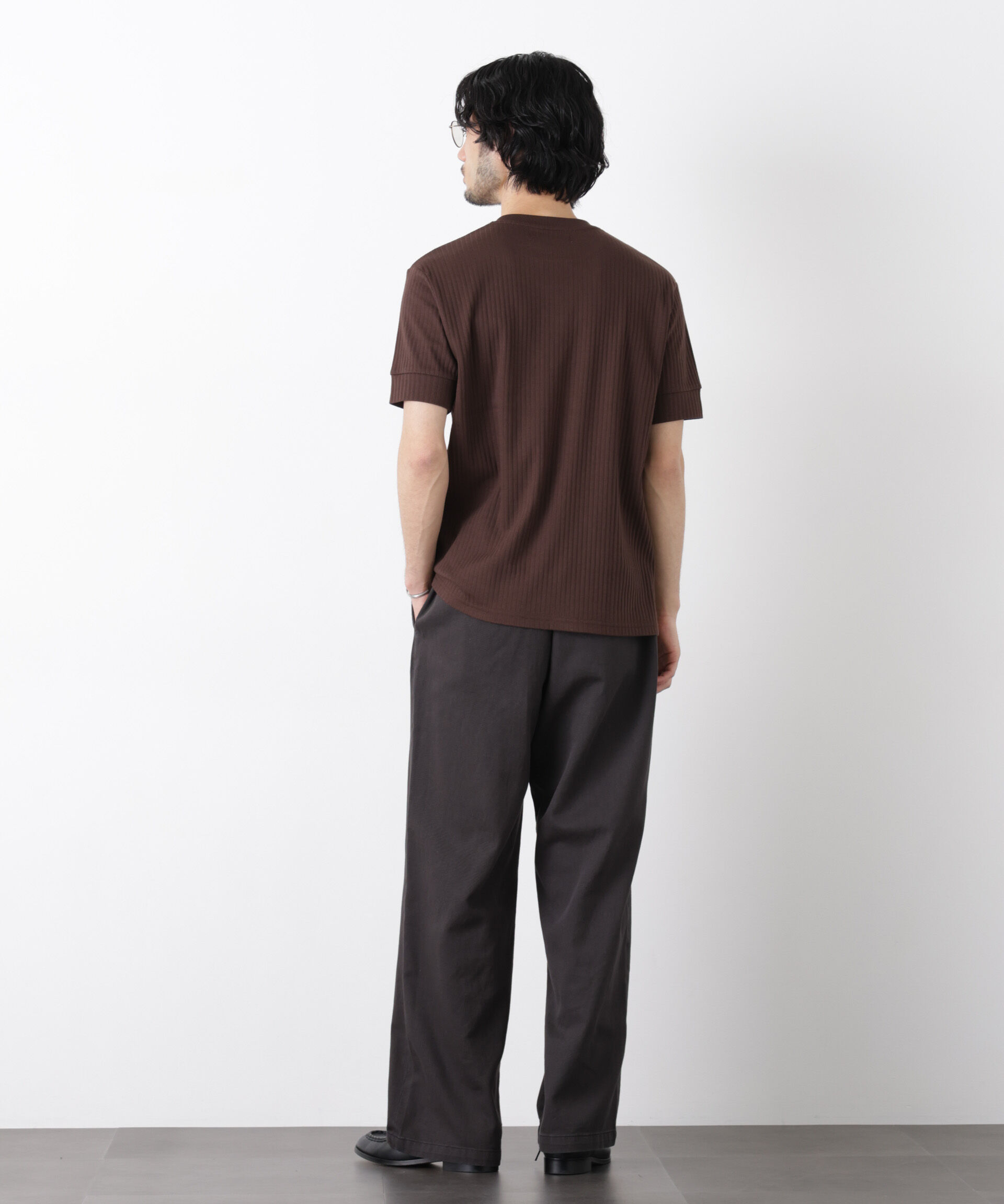 nano･universe「ワイドリブスタンダードヘンリーネックTシャツ 半袖」|Tシャツ・カットソー|