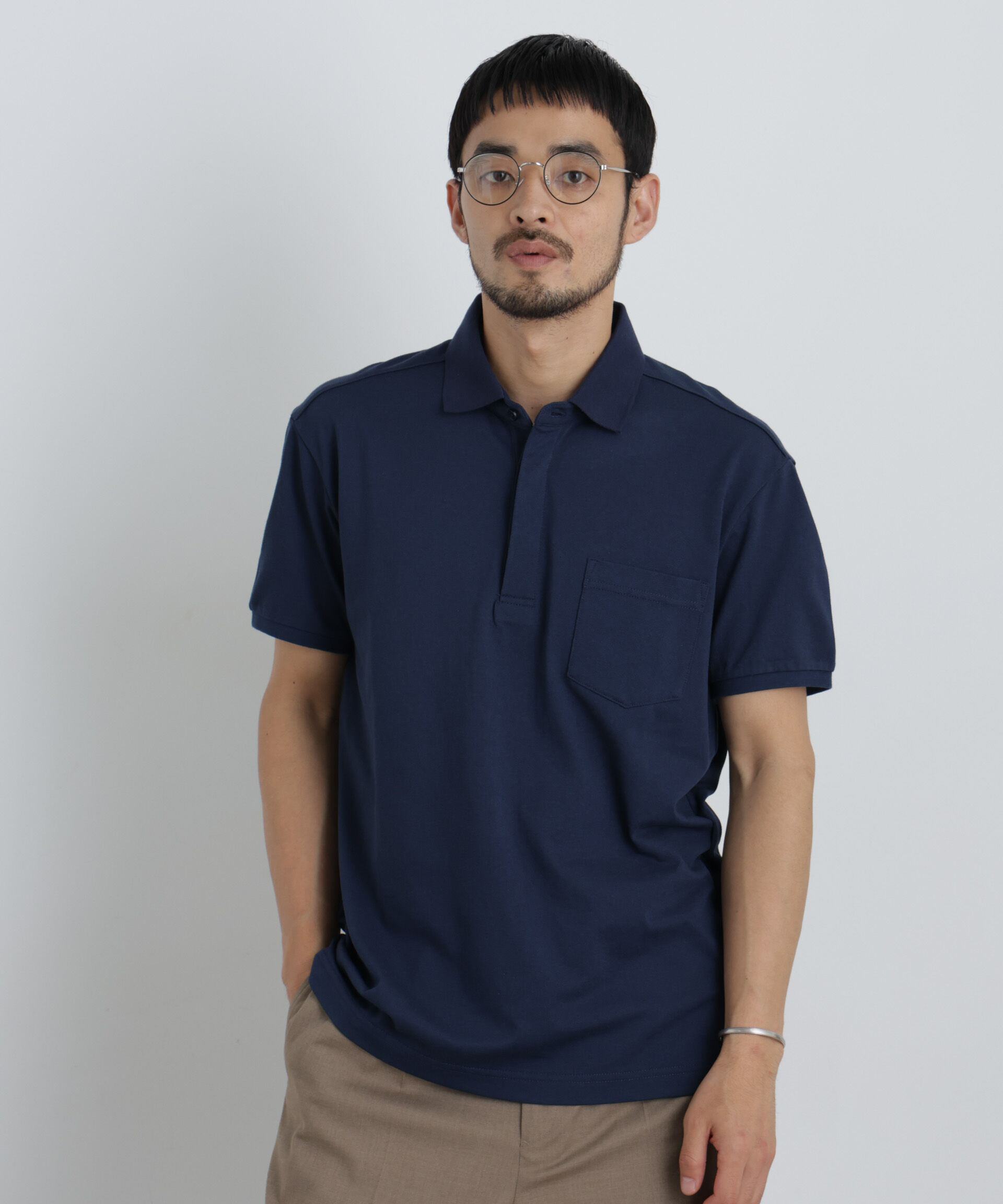 NANO universe「ナノファイン 比翼ポロ 半袖」|Tシャツ・カットソー|