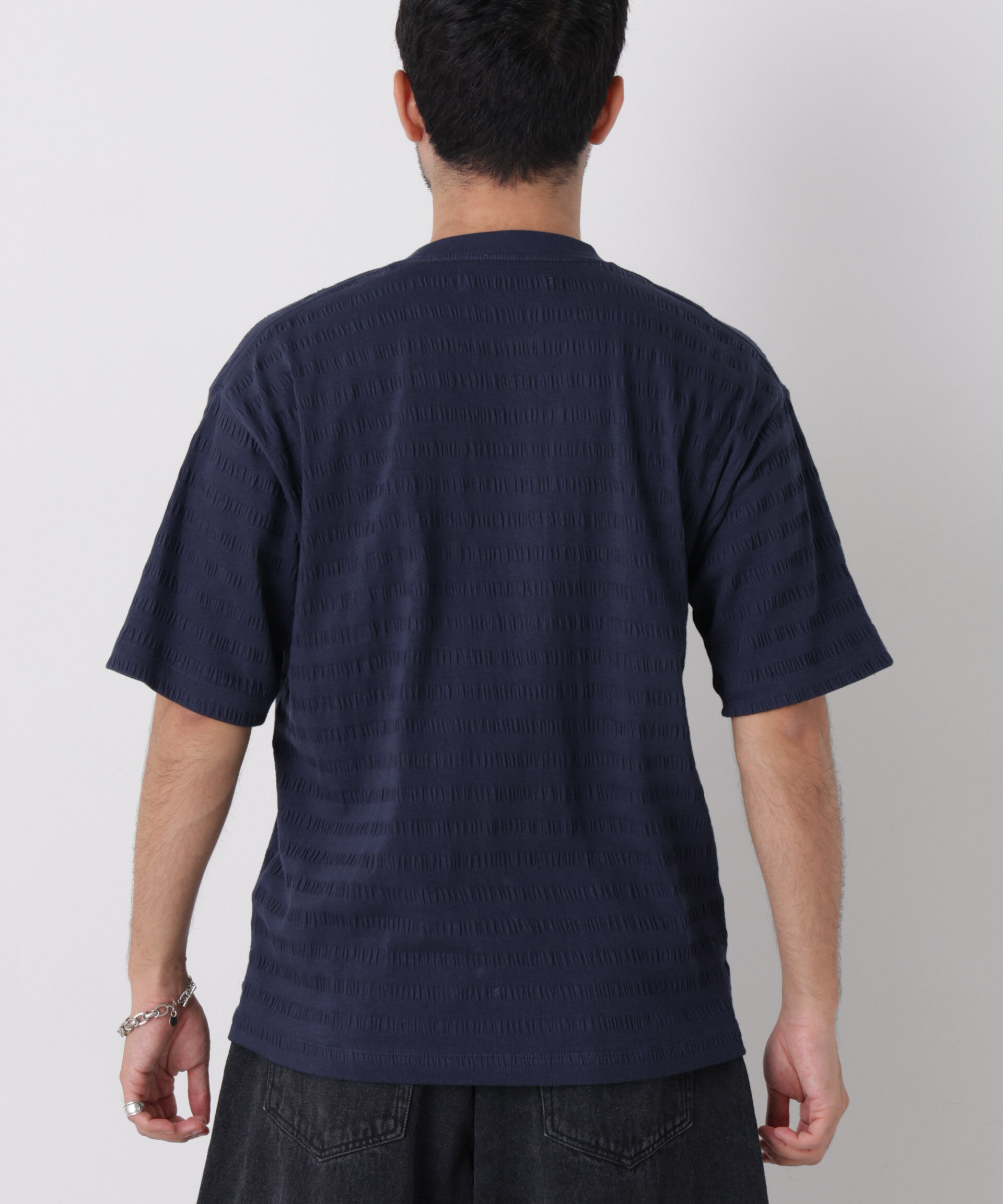NANO universe「リブボーダーポケットTシャツ 半袖」|Tシャツ・カットソー|