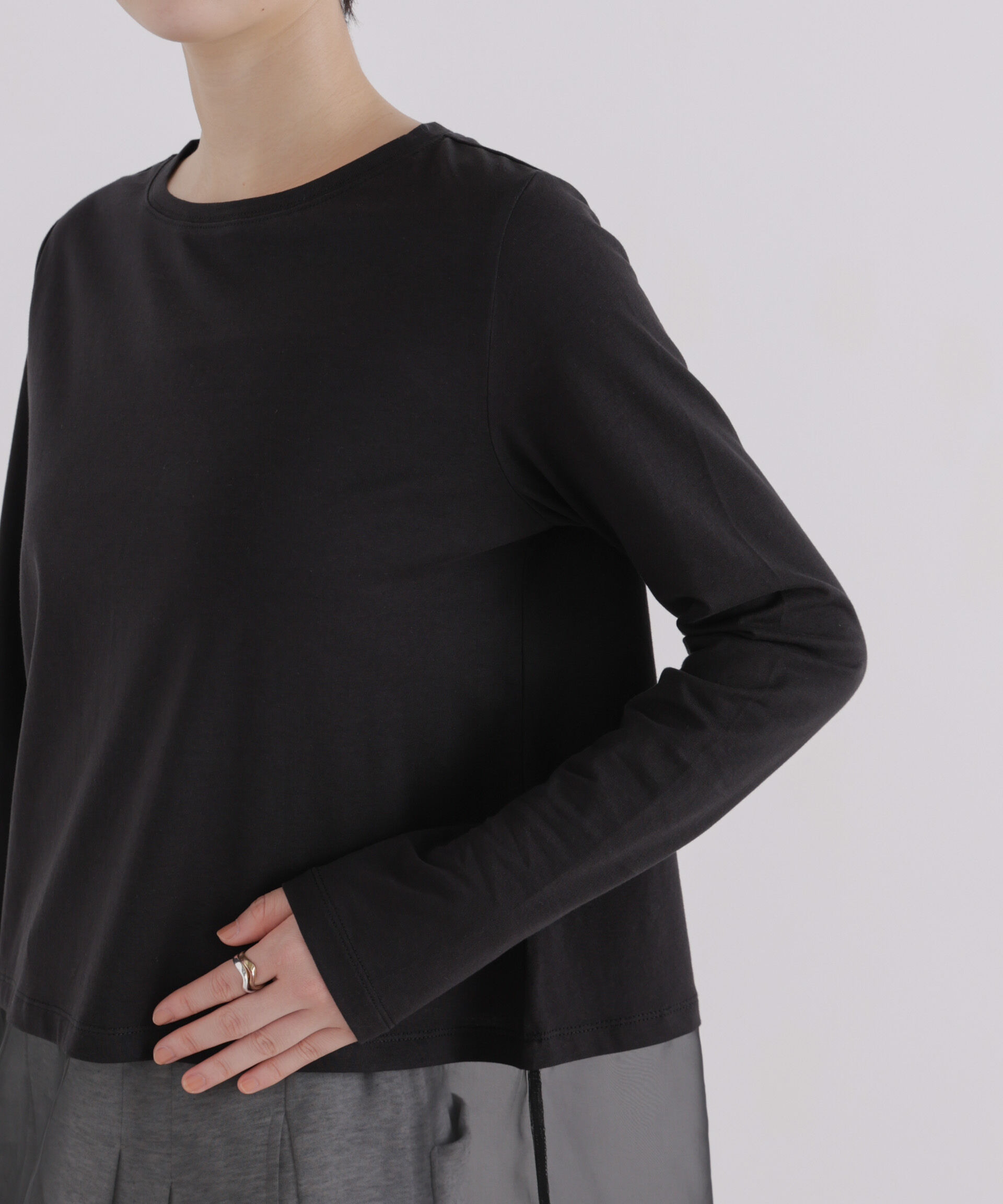 NANO universe「オーガンジーヘム切り替えロングスリーブTシャツ」|Tシャツ・カットソー|