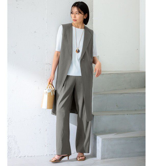 23区「【洗える】リネンレーヨンストレッチ ドロスト パンツ」|その他|