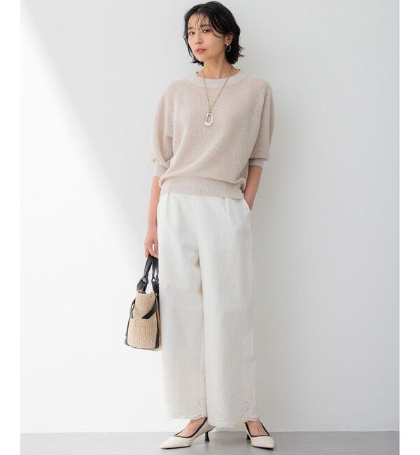 23区「【洗える】リネンエンブロイダリー ワイドパンツ」|その他|