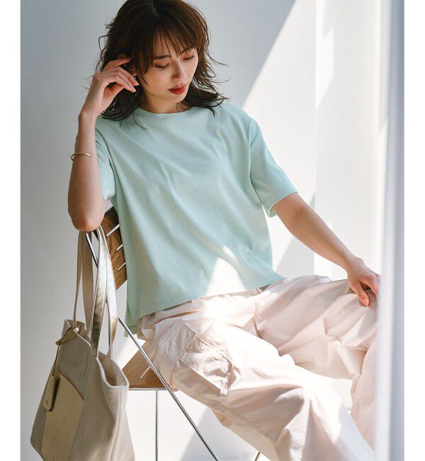 23区「【GLOW8月号掲載/接触冷感】半袖 クロップド IT TEE」|Tシャツ・カットソー|ミント系