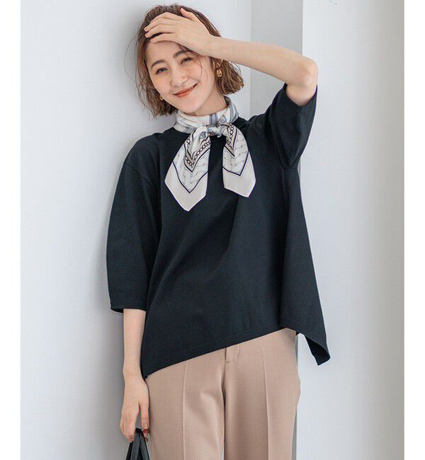 23区「【ご好評につきカラー追加/洗える】ヴィスコースストレッチ バックデザイン ニット」|ニット・セーター|ブラック系