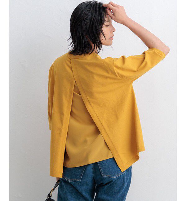 23区「【ご好評につきカラー追加/洗える】ヴィスコースストレッチ バックデザイン ニット」|ニット・セーター|イエロー系