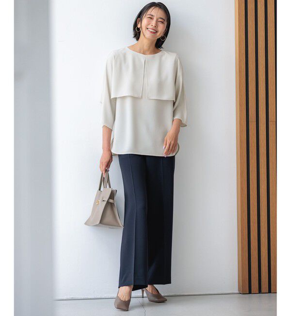 23区「【洗える】ストレッチジョーゼット ケープデザイン カットソー」|Tシャツ・カットソー|