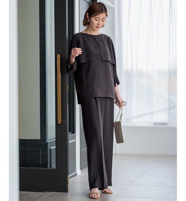 23区「【洗える】ストレッチジョーゼット ケープデザイン カットソー」|Tシャツ・カットソー|