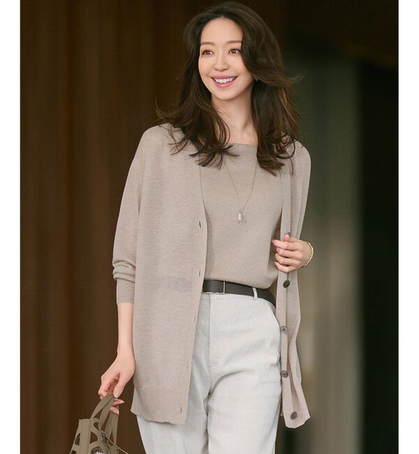 23区「【CanCam10月号掲載/CLASSY.10月号掲載】シャイニーシアー カーディガン」|カーディガン|ベージュ系