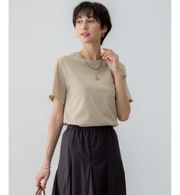 23区「【洗える】ラメジャージ TEE」|Tシャツ・カットソー|ゴールド系