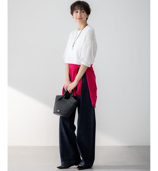 23区「【汗じみ防止/洗える】ギャザーディテール カットソー」|Tシャツ・カットソー|