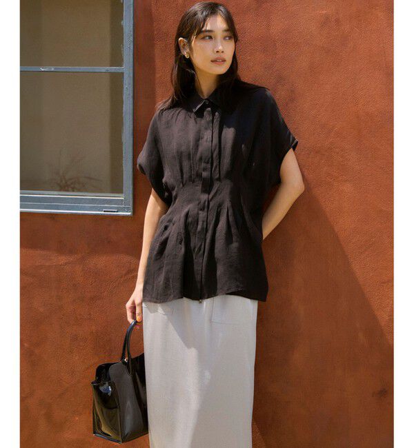 23区「【洗える】LIBECOリネン タック デザイン シャツ」|シャツ・ブラウス|