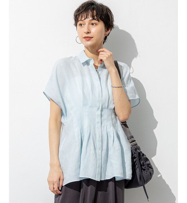 23区「【洗える】LIBECOリネン タック デザイン シャツ」|シャツ・ブラウス|ｽｶｲﾌﾞﾙ