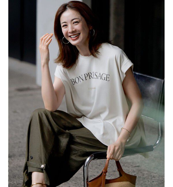 23区「【接触冷感/洗える】BON-PRESAGE ロゴ フレンチスリーブ Tシャツ」|Tシャツ・カットソー|ﾗｲﾄｸﾞﾚ