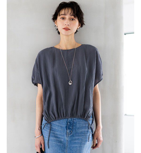 23区「【SLOW/一部店舗限定】ナチュラルピケワッシャー ブラウス」|シャツ・ブラウス|ダルブルー系