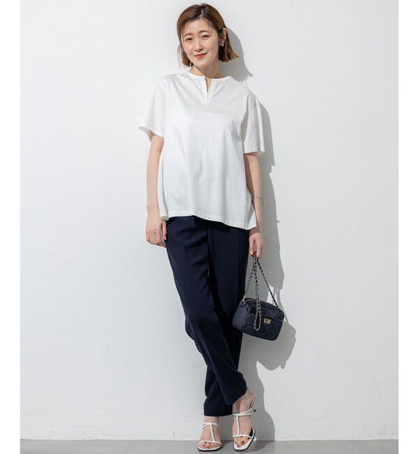 23区「【汗じみ防止/洗える】スムースデザイン バックフレア カットソー」|Tシャツ・カットソー|