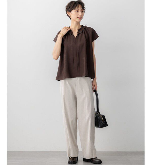 23区「【WEB&一部店舗限定】ライトタンブラー ギャザー フリル ブラウス」|シャツ・ブラウス|