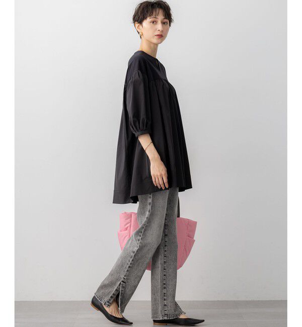 23区「【洗える】シルキータフタコンビ チュニック カットソー」|Tシャツ・カットソー|