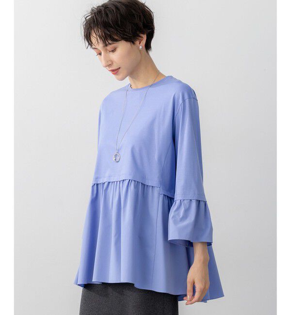 23区「【洗える】シルキータフタコンビ ペプラム カットソー」|Tシャツ・カットソー|ｽｶｲﾌﾞﾙ