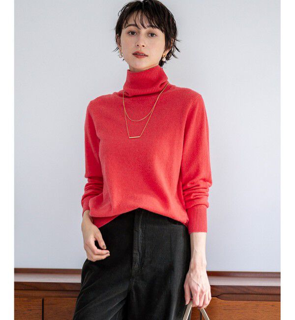 23区「【滝沢眞規子さん着用/BAILA掲載/洗える】ピュアカシミヤ タートルネック ニット」|ニット・セーター|オレンジ系