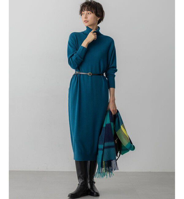 23区「【洗える】カシミヤブレンド タートルネック ニットワンピース」|ワンピース|