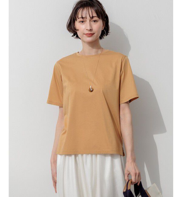 23区「【見上愛さん着用/CanCam掲載】シアーコンフォート クルーネック Tシャツ」|Tシャツ・カットソー|キャメル系