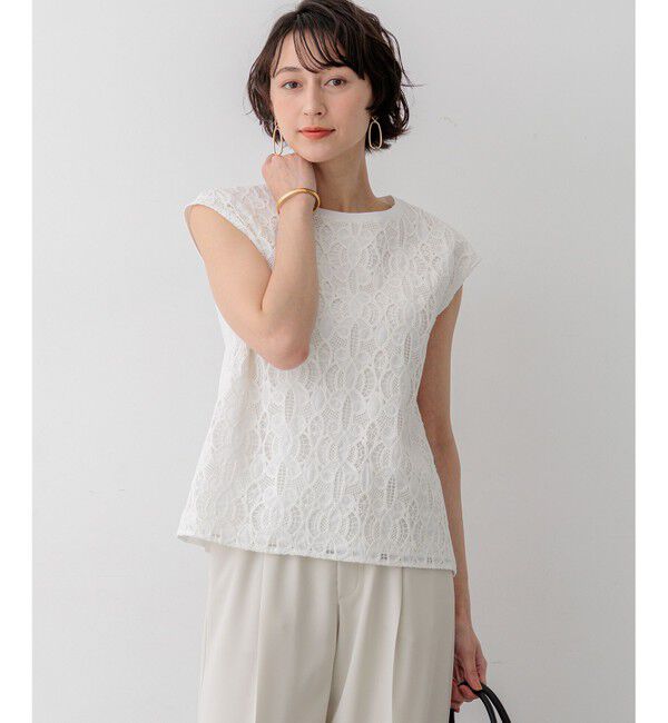 23区「コードエンブロイダリージャージー フレンチスリーブ カットソー」|Tシャツ・カットソー|ホワイト系