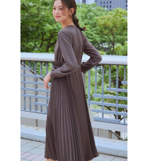 ANY SIS「【洗える】スタンドカラープリーツ ワンピース」|ワンピース|