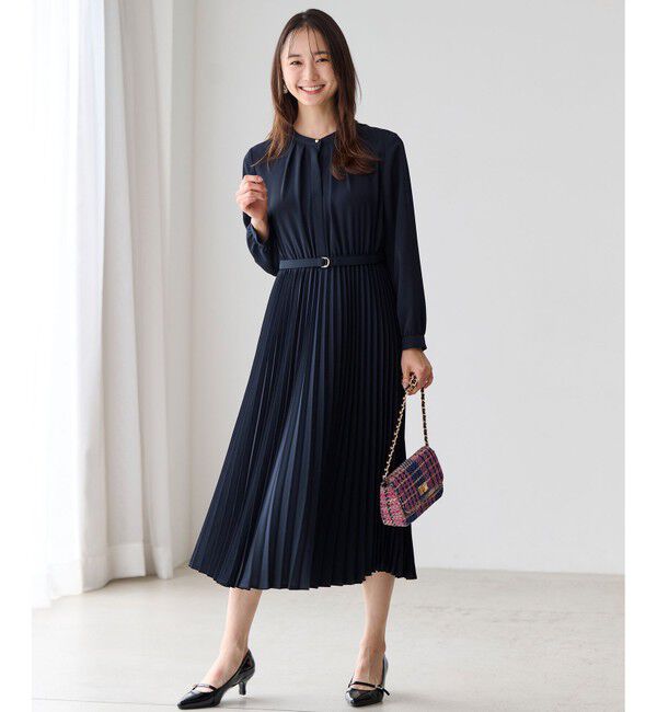 ANY SIS「【洗える】スタンドカラープリーツ ワンピース」|ワンピース|