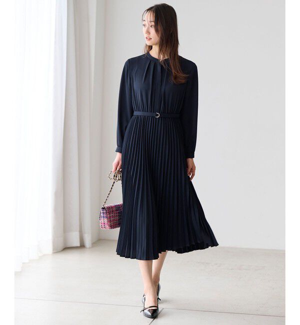 ANY SIS「【洗える】スタンドカラープリーツ ワンピース」|ワンピース|