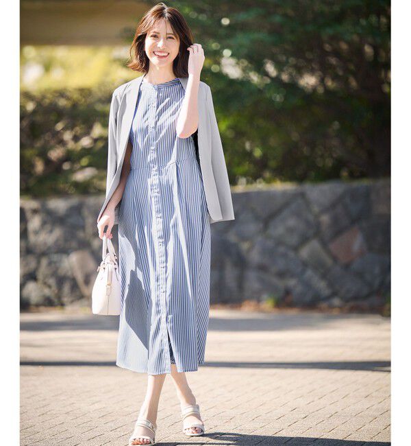 ANY SIS「【UVカット・接触冷感・吸水速乾】スマートビューティストレッチ ノーカラージャケット」|ノーカラージャケット|
