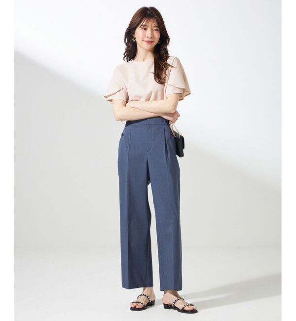 ANY SIS「【前後着用・UVケア・洗える】2WAYジョーゼットジャージーフリル カットソー」|Tシャツ・カットソー|