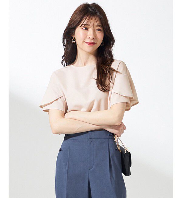 ANY SIS「【前後着用・UVケア・洗える】2WAYジョーゼットジャージーフリル カットソー」|Tシャツ・カットソー|
