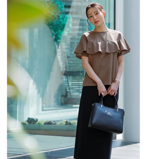ANY SIS「【前後着用・UVケア・洗える】2WAYジョーゼットジャージーフリル カットソー」|Tシャツ・カットソー|