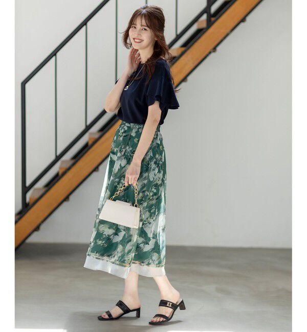 ANY SIS「【前後着用・UVケア・洗える】2WAYジョーゼットジャージーフリル カットソー」|Tシャツ・カットソー|
