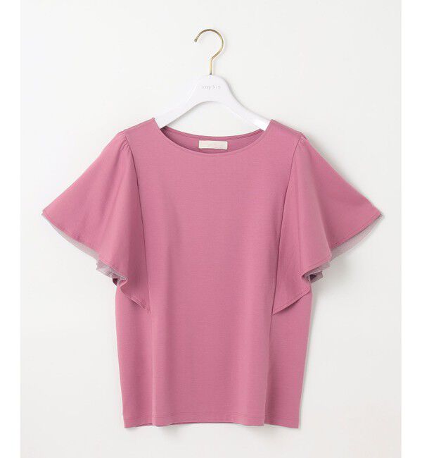 ANY SIS「【接触冷感・UVケア】着映えフリルスリーブ カットソー」|Tシャツ・カットソー|