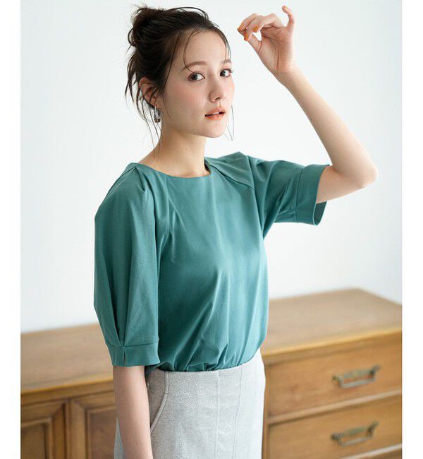 ANY SIS「【接触冷感・UVケア】着映えタックスリーブ カットソー」|Tシャツ・カットソー|
