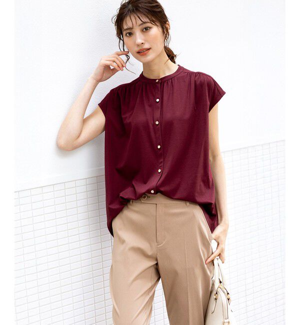 ANY SIS「【接触冷感・UVカット・洗える】ハイストレッチスムース2WAY ブラウス」|シャツ・ブラウス|