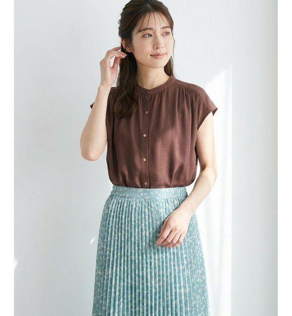 ANY SIS「【接触冷感・UVカット・洗える】ハイストレッチスムース2WAY ブラウス」|シャツ・ブラウス|ブラウン