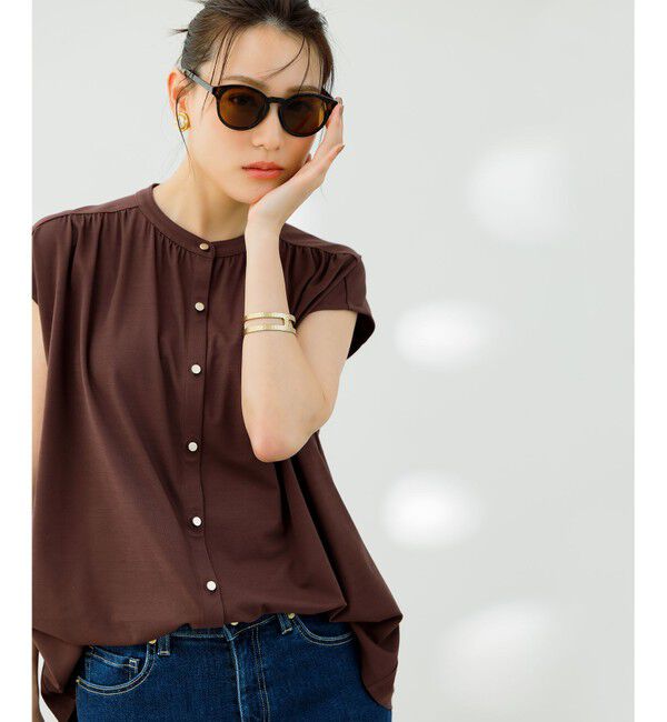ANY SIS「【接触冷感・UVカット・洗える】ハイストレッチスムース2WAY ブラウス」|シャツ・ブラウス|
