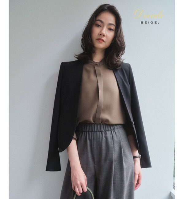 BEIGE,「【セットアップ対応】LUIZA / ノーカラージャケット」|ノーカラージャケット|Black